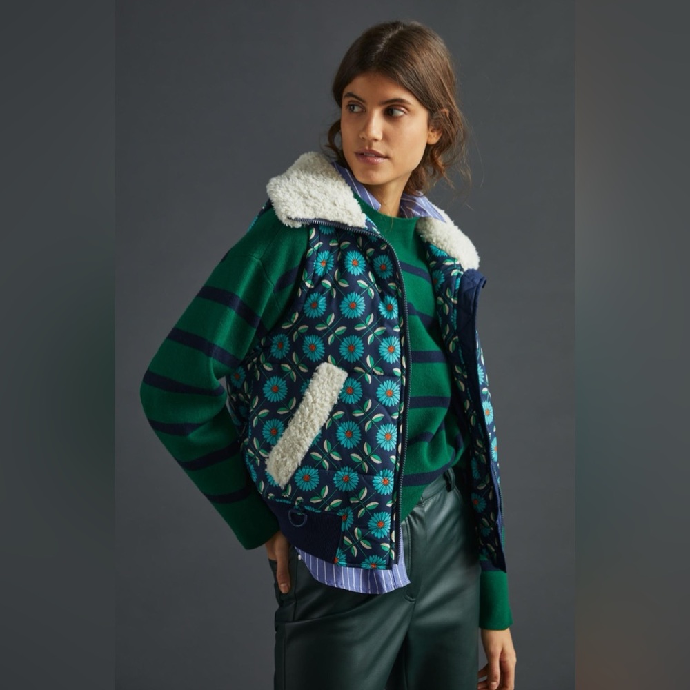 Anthropologie Maeve Sherpa-Trimmed Puffer Vest XS